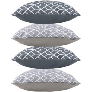 Art Deco Geometric Print Outdoor Cushion Collection Set of 4 - Grey by icon