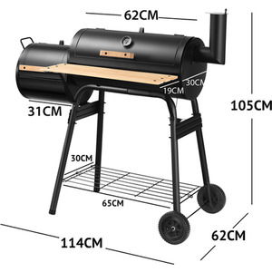 Outdoor BBQ Grill Charcoal Meat Cooker Smoker - Black by Costway