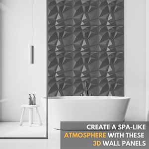3D Wall Panels (50x50 cm) PVC Cladding Panel Silver Diamond Design by NOVECRAFTO