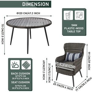 5 PCS Luxury Rattan Dining Set Table Chairs Set - Grey by Furniture One