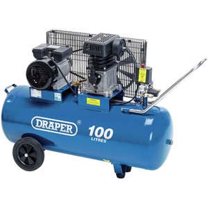 Draper 2.2kW Belt Driven Air Compressor (100L) - Blue by Draper
