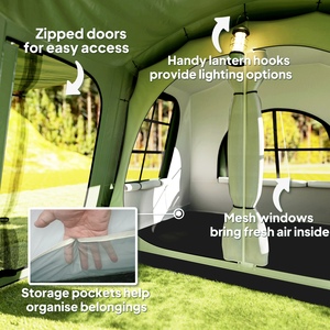 Outsunny 3-4 Man Tunnel Tent with Porch, 3000mm Waterproof - Green by Outsunny