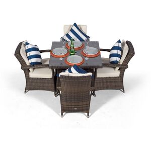 Arizona Square Rattan Patio Dining Set - Brown / 4 by Giardino