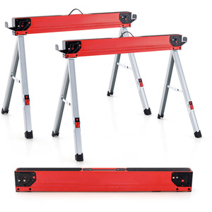 2 Pack Saw Horses Portable Sawhorses - Red by Costway