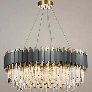 Dark Carbon and Gold Postmodern Pendant Chandelier