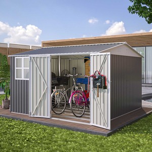 BIRCHTREE Garden Shed with Window - Grey / 10x10ft by BIRCHTREE