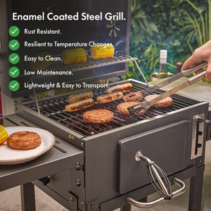 Portable Compact Charcoal BBQ - Grey by VonHaus