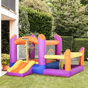 Outsunny Kids Bounce Castle 3 in 1 Trampoline Slide - Purple by Outsunny