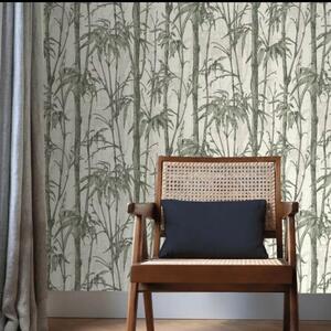 Bamboo Wallpaper Jungle Textured Vinyl - Green by Rasch