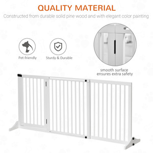 PawHut Wooden Pine Pet Gate - White by PawHut
