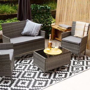 4-Seater Marylebone Rattan Set - Black