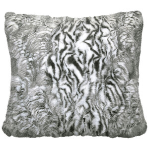 Animal Print Faux Fur Cushion - Grey / 43cm by Velosso