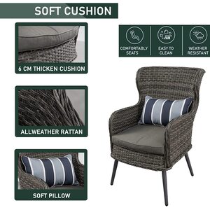 5 PCS Luxury Rattan Dining Set Table Chairs Set - Grey by Furniture One