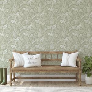 Fresco Artisan Leaf Sage Wallpaper - Green by Fresco
