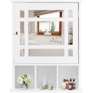Bathroom Wall Cabinet Display Shelving Unit - White by Costway