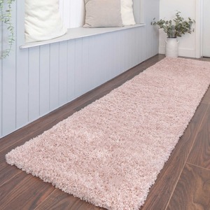 Super Soft Blush Pink Shaggy Living Area Rug - Blush Pink / 240 x 60cm by The Rug House