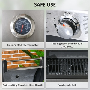 Outsunny Outdoor Gas Burner Barbecue Grill - Silver by Outsunny