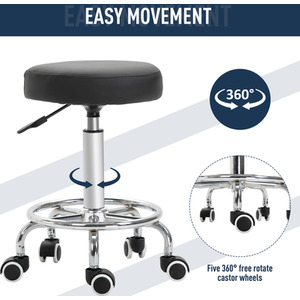 Vinsetto Round PU Leather Stool by Vinsetto