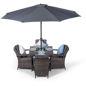 Arizona Square Rattan Patio Dining Set with Ice Bucket Drinks Cooler - Grey / 4 by Giardino