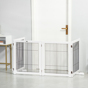 PawHut Wooden Foldable Small and Medium-Sized Pet Gate - White by PawHut