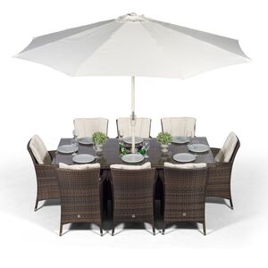 Savannah Square Rattan Patio Dining Set with Ice Bucket Drinks Cooler - Brown / 8 by Giardino
