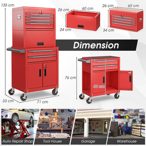 3-in-1 Tool Storage Cabinet Rolling Tool Chest by Costway