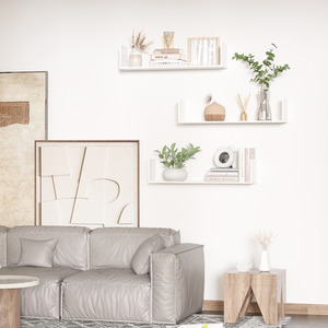 HOMCOM Set of 3 Wooden U Shaped Shelves - White by HOMCOM