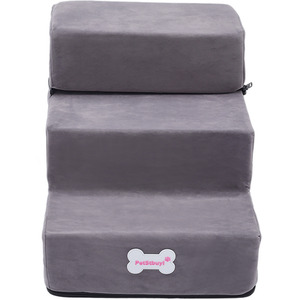 3-Step Convertible Pet Stairs with Removable Cover - Grey by Livingandhome