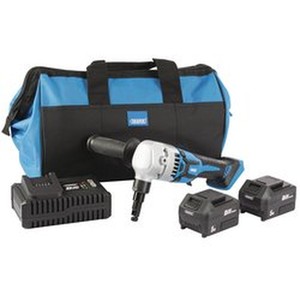 Brushless Nibbler 20V Kit With Batteries - Blue/Black / 20V lithium batteries (5.0Ah) by Draper