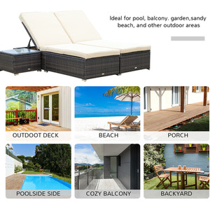 Outsunny Wicker Rattan Sun Lounger Set - Brown by Outsunny