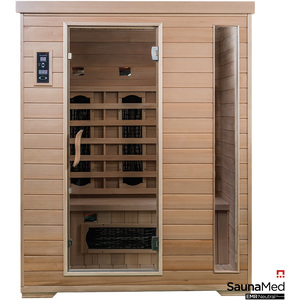 3 Person Indoor Classic Hemlock FAR Infrared Sauna EMR Neutral - Brown by SaunaMed