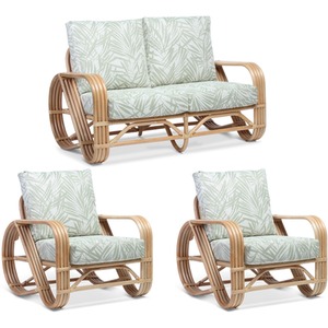 Pretzel Conservatory Furniture Suite 2 Seater and Chairs in Tropical - Neutral by Desser
