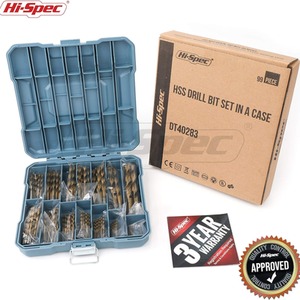 HSS Steel Drill Bit Set - Gold / 99 Piece by Hi-Spec
