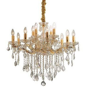 Florian 12 Light Crystal Chandelier Gold Finish, E14 - Gold