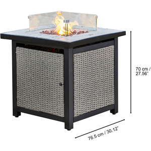 Rattan Fire Pit Table Heater with Lava Rocks - Grey by Teamson Home