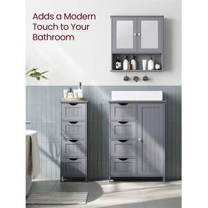 VASAGLE Bathroom Floor Storage Cabinet with 4 Drawers - Grey by VASAGLE