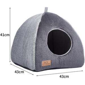 Kidkid Dog House Triangular Pet Bed with Soft Plush - Dark Grey by Kidkid