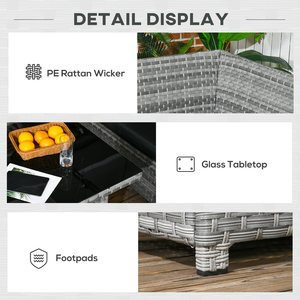 Outsunny 5 Pieces Patio Garden Rattan Sofa Furniture Set with Stools, Table - Grey by Outsunny