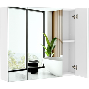 Storage Cabinet with Three Mirror Doors - White by Yaheetech