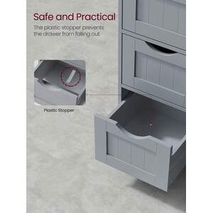 Bathroom Storage Cabinet with 4 Drawers - Grey by VASAGLE