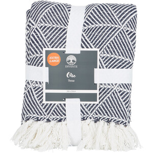 Oslo Navy Geometric Throw - Navy and White