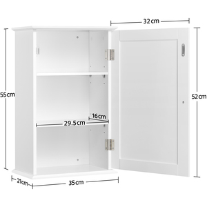 Wall Mounted Cabinet with 3 Storage Shelves - White by Yaheetech