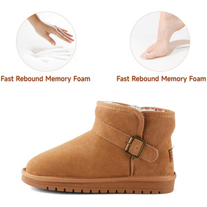 Round-Toe Flat Ankle Snow Boots with Boot Strap by komore