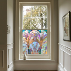 Volano Art Deco Stained Glass Privacy Window Film by Creative Printing