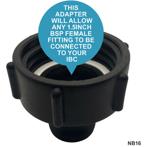 IBC S60x6 (2 inch) Female to (1.5 inch) BSP Male Adaptor - Black by DNA PACKAGING LTD
