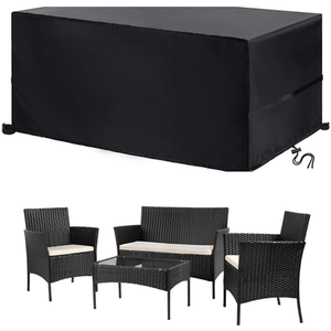 4 Pieces Outdoor Garden Rattan Furniture Set - Black / Cover included