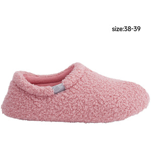 Winter Warm Closed Back Teddy Plush Cotton Slippers - Pinkish by komore