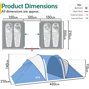 Hartland 4 Person Family Tent - Blue by Trail