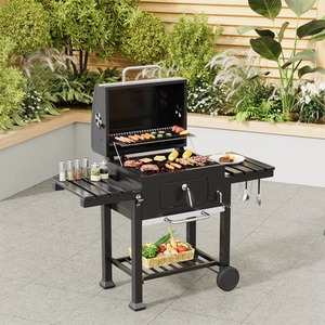 Carbon Steel Charcoal BBQ Cooker Grill - Black by komore