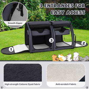 Twin-compartment Pet Carrier - Black by Costway